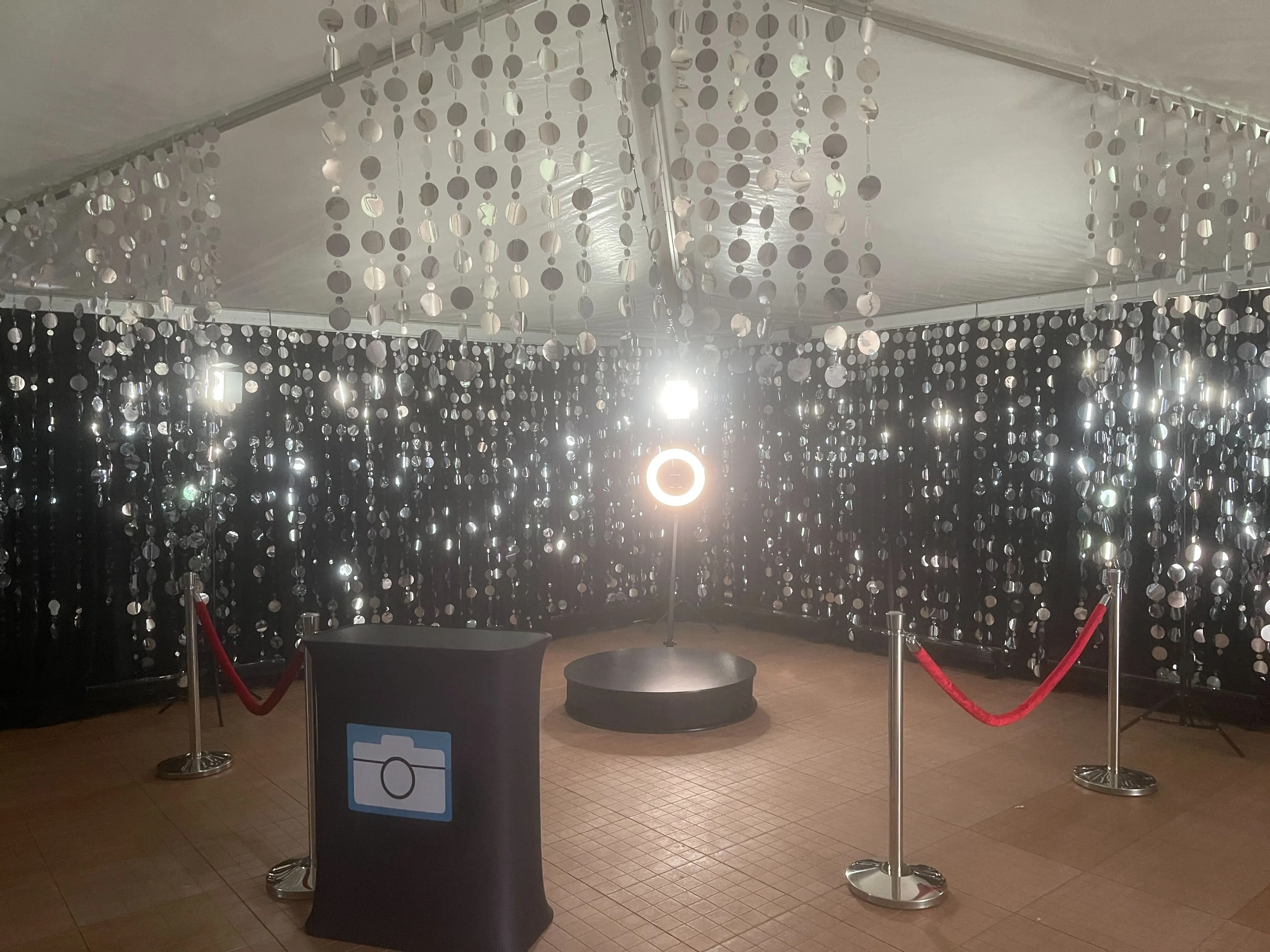 360 video booth setup at a high-end charity event