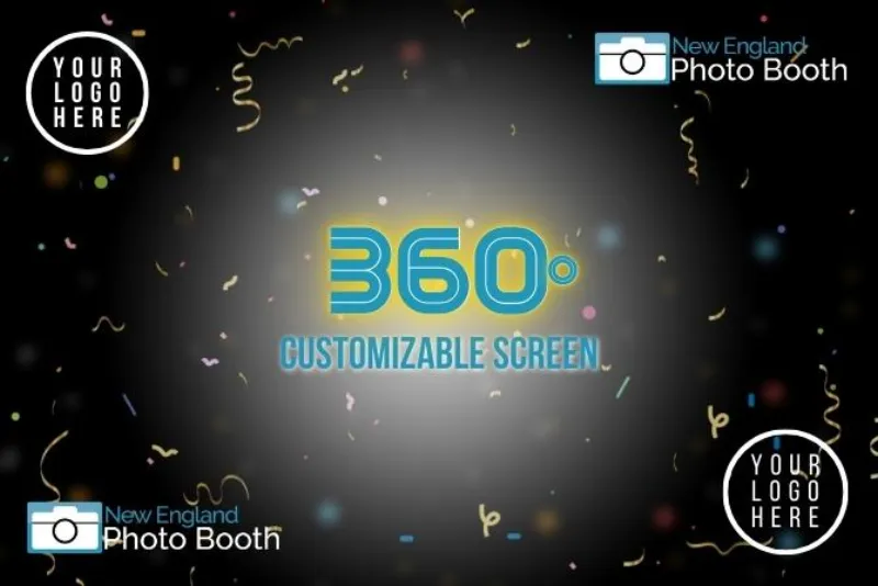 Customized TV slideshow display with event branding at a New England venue