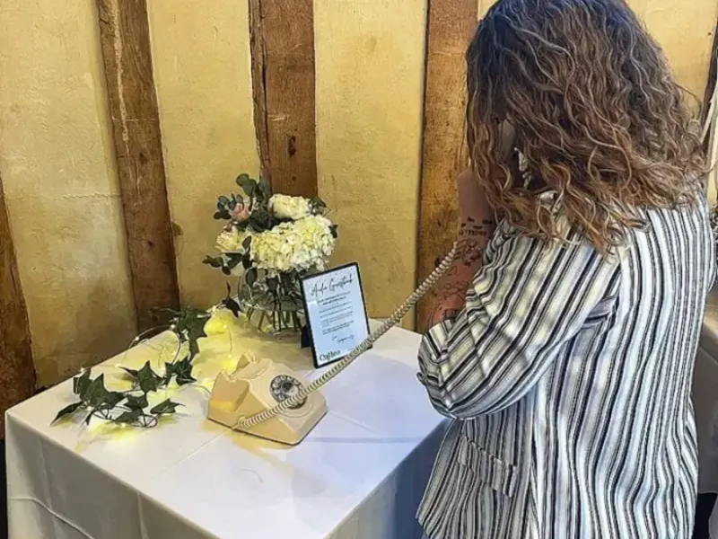 Audio guestbook set up at a corporate event