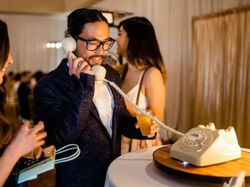 Audio guestbook phone at a birthday party celebration