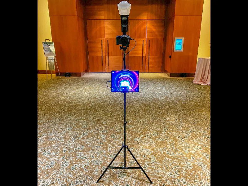 HD Tripod Pro booth full setup with backdrop at event