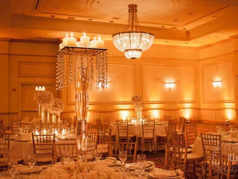 Corporate event with custom color uplighting