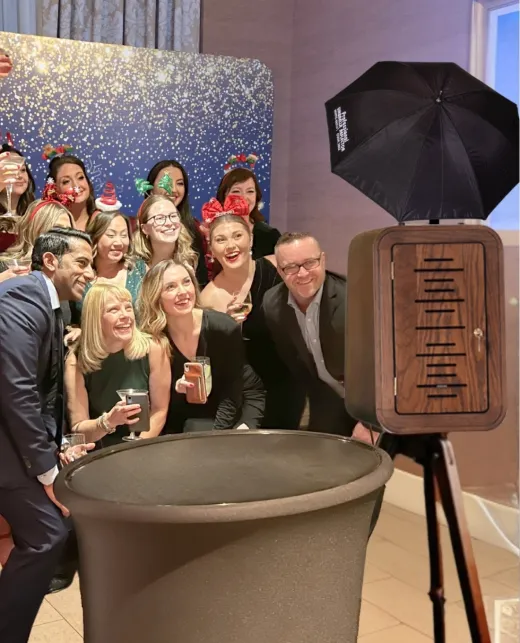 Flashback booth holiday party setup