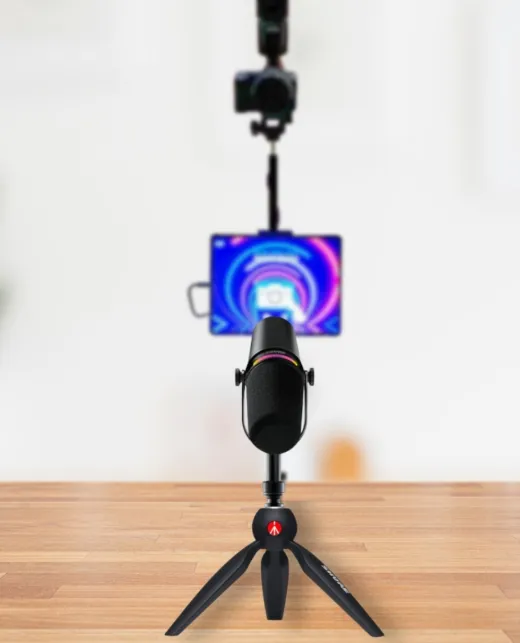 Family recording video message at Confessional Booth