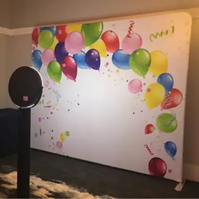 GIF Booth at a birthday party with balloons