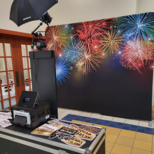 Open Air Photo Tower with Fireworks Backdrop