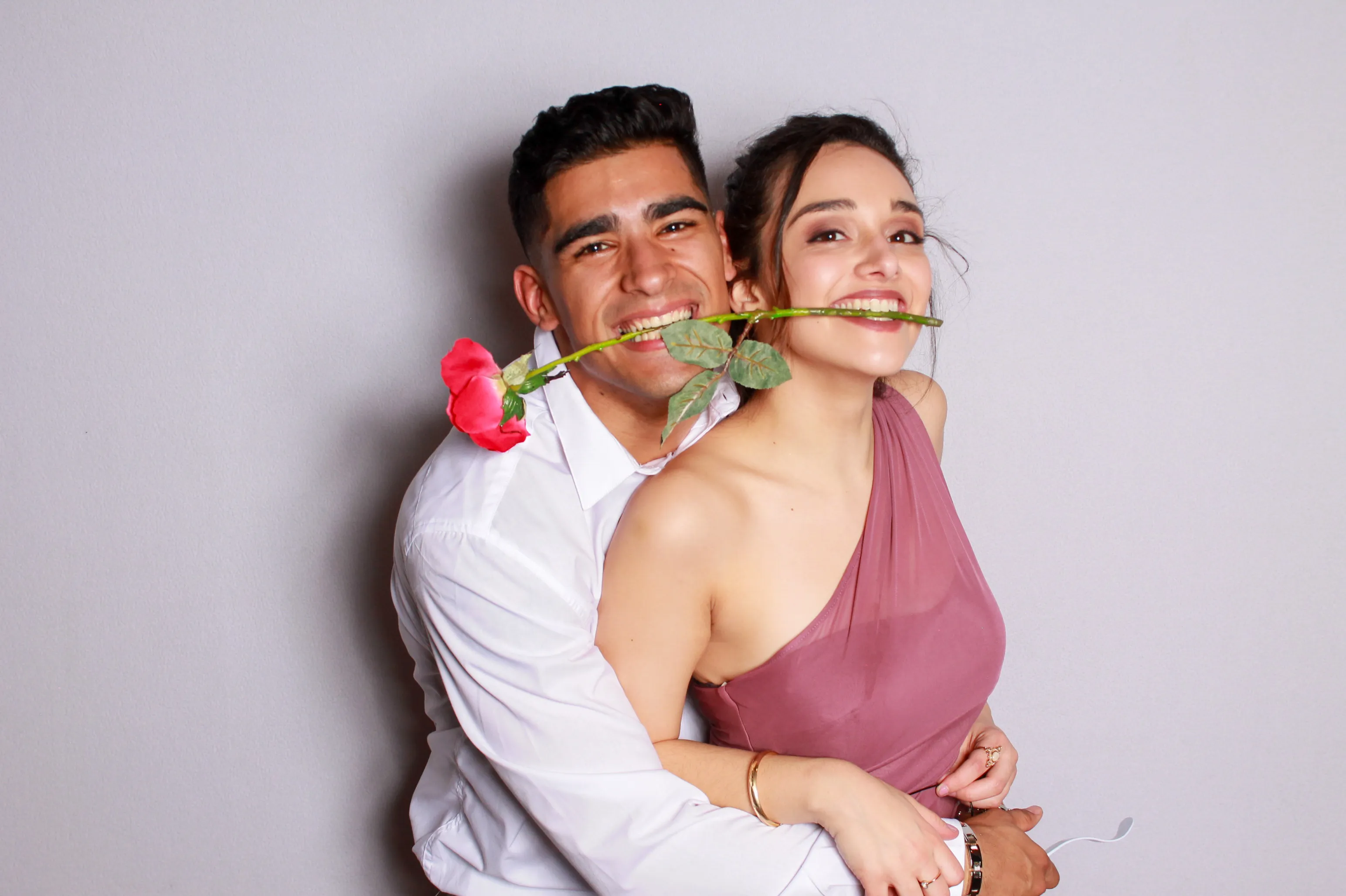 Students at school event photo booth