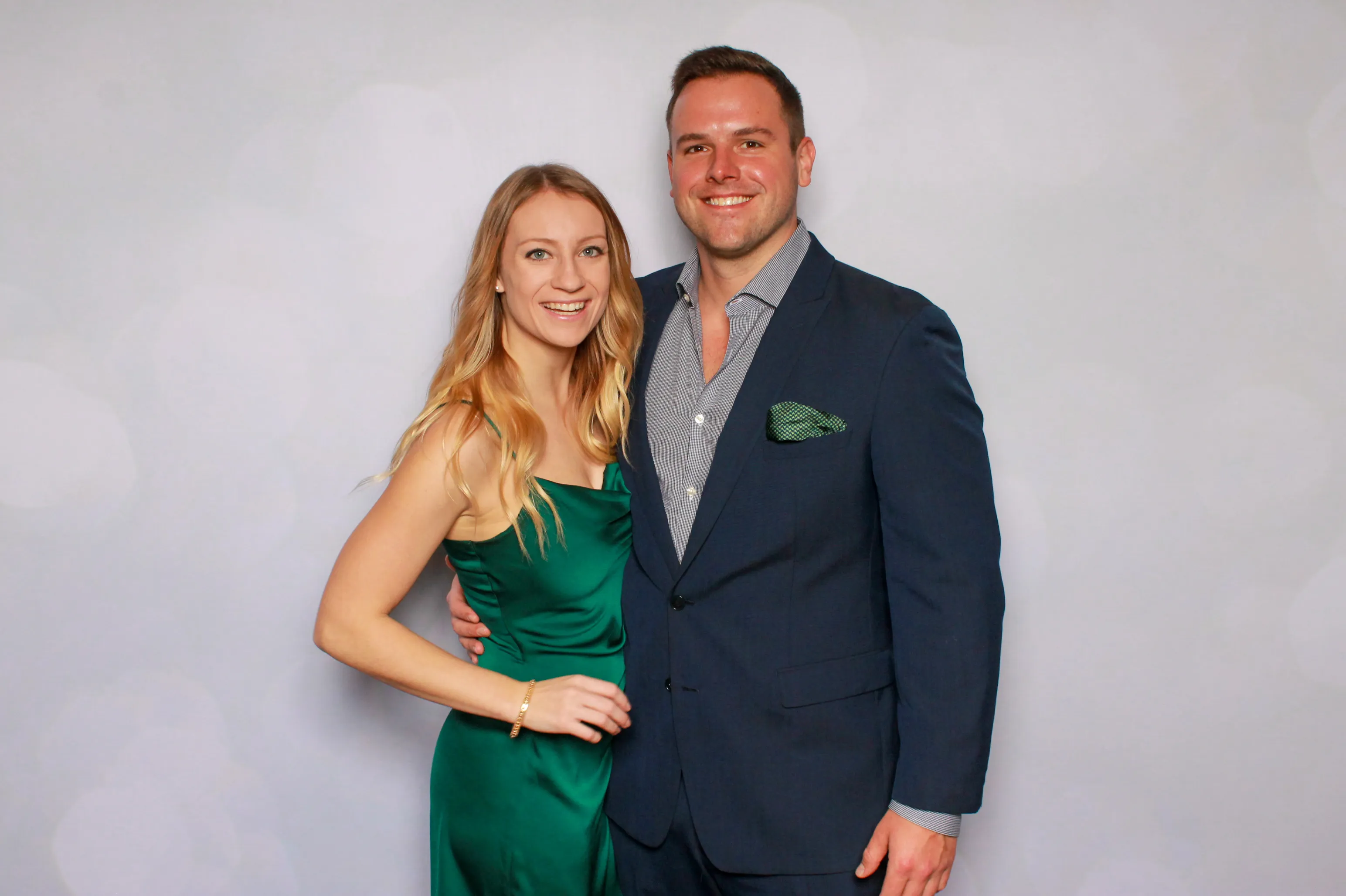 Wedding party posing at photo booth
