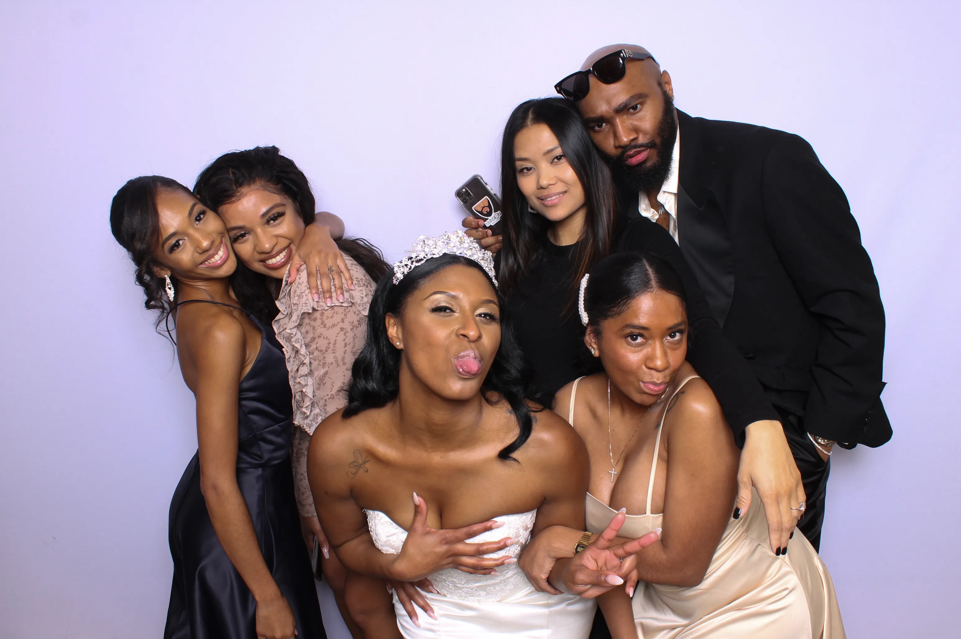 Wedding guests at photo booth