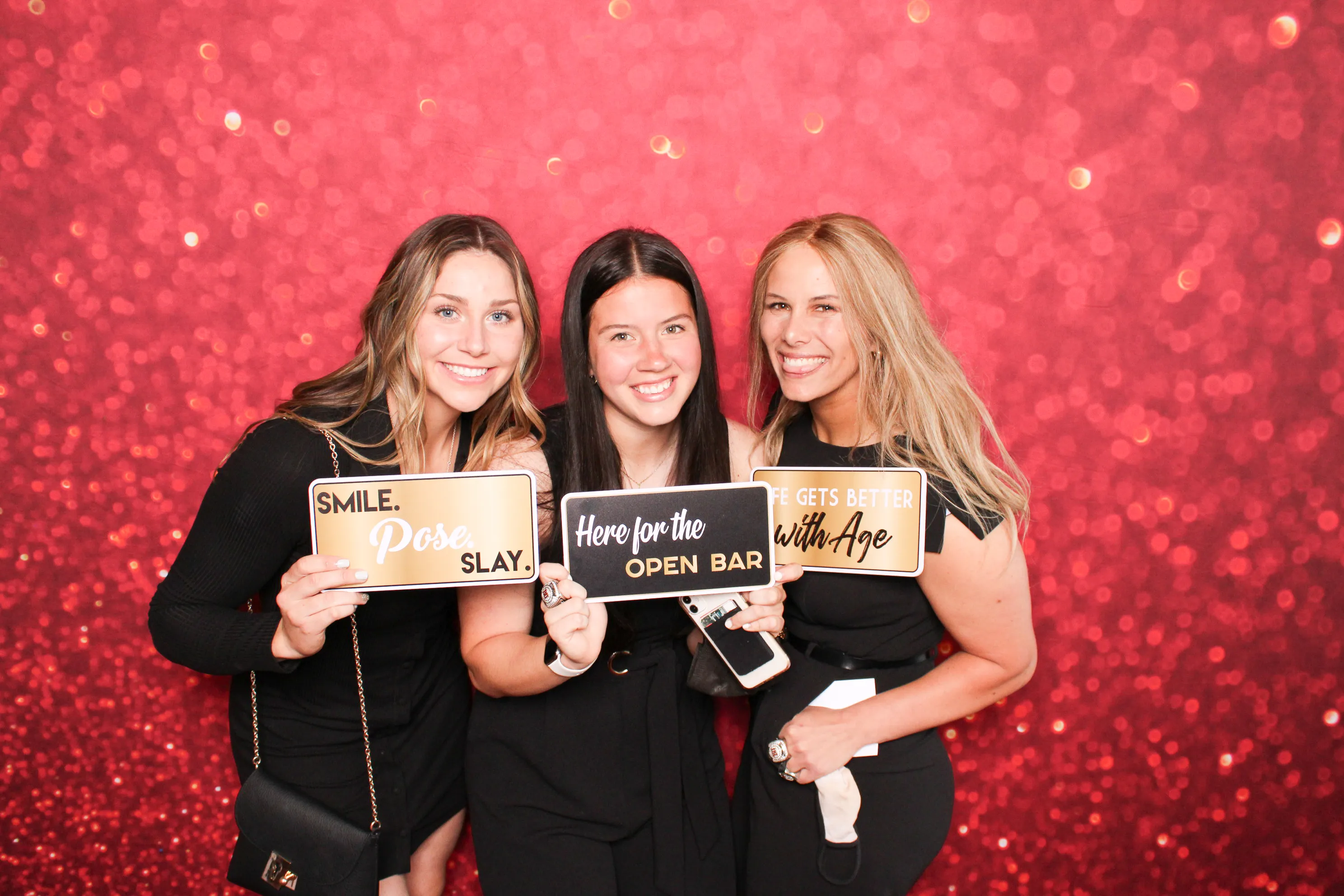 Birthday celebration group at photo booth