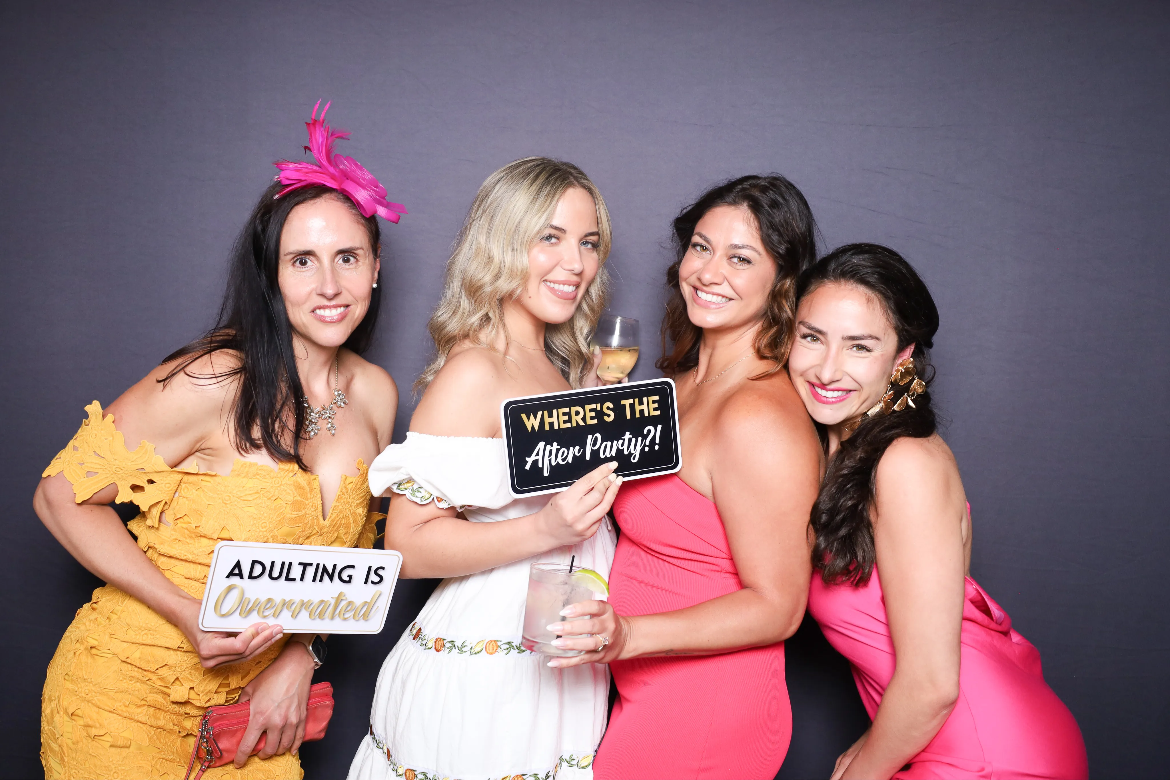 Students at school event photo booth