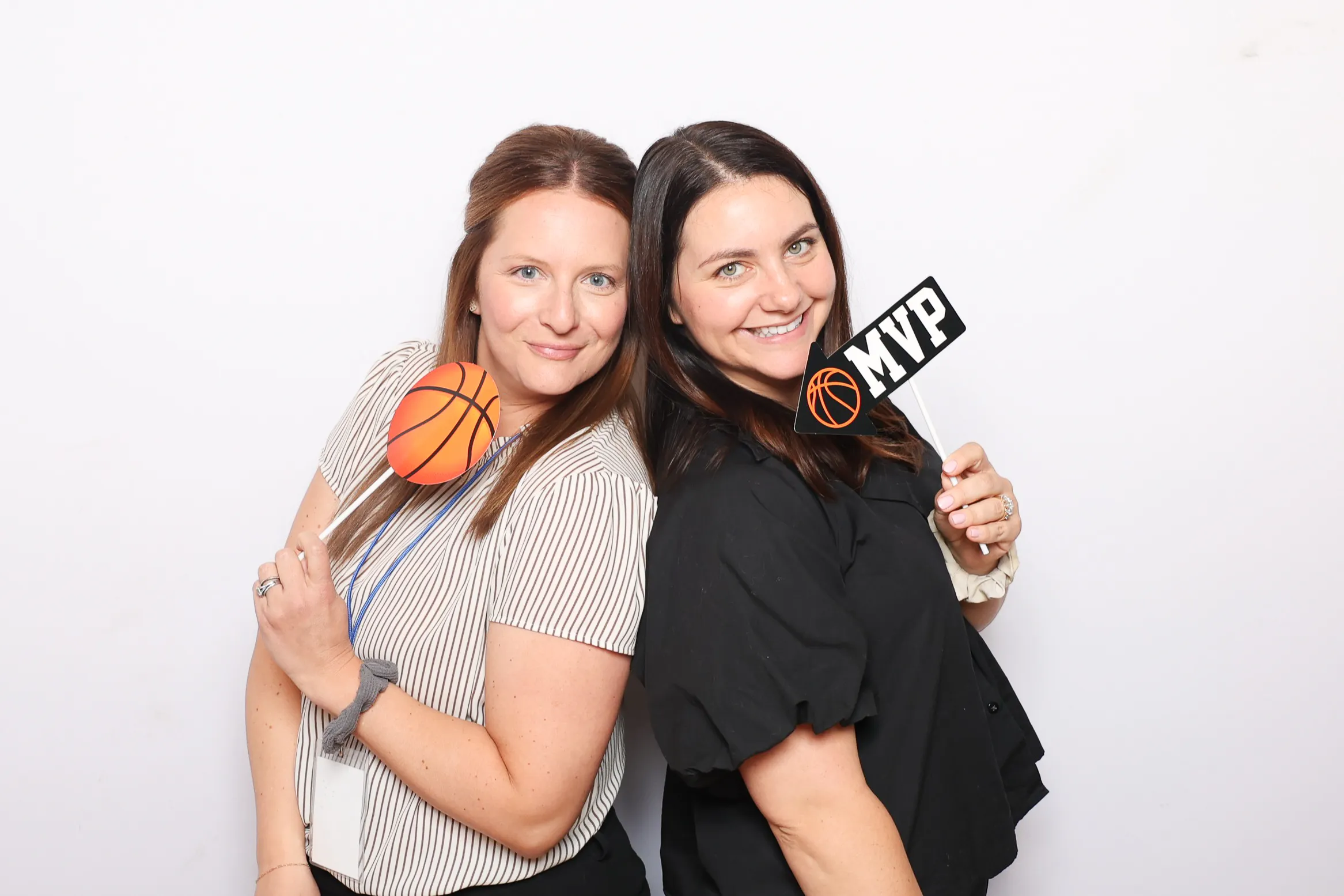 Wedding party guests at photo booth