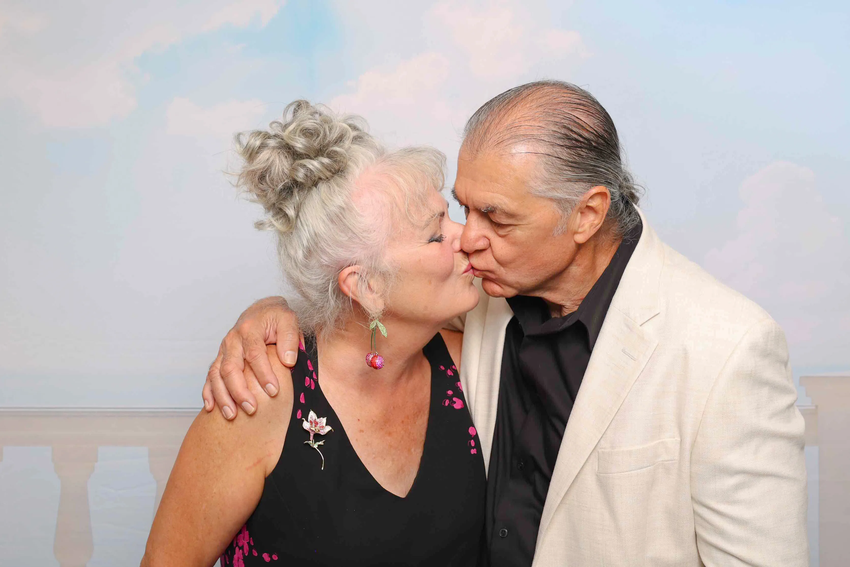 Wedding guests enjoying mirror photo booth