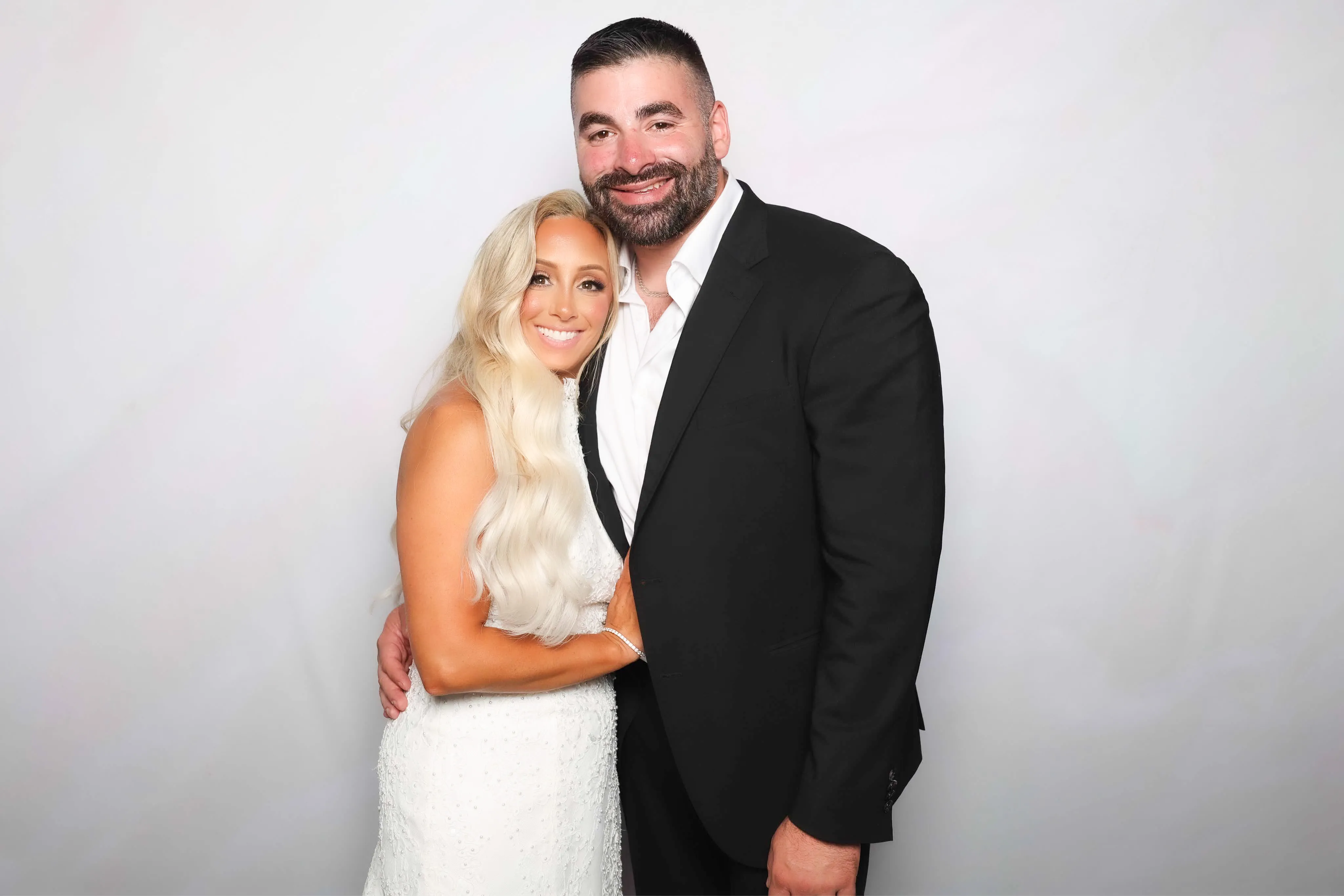 Office party guests at photo booth