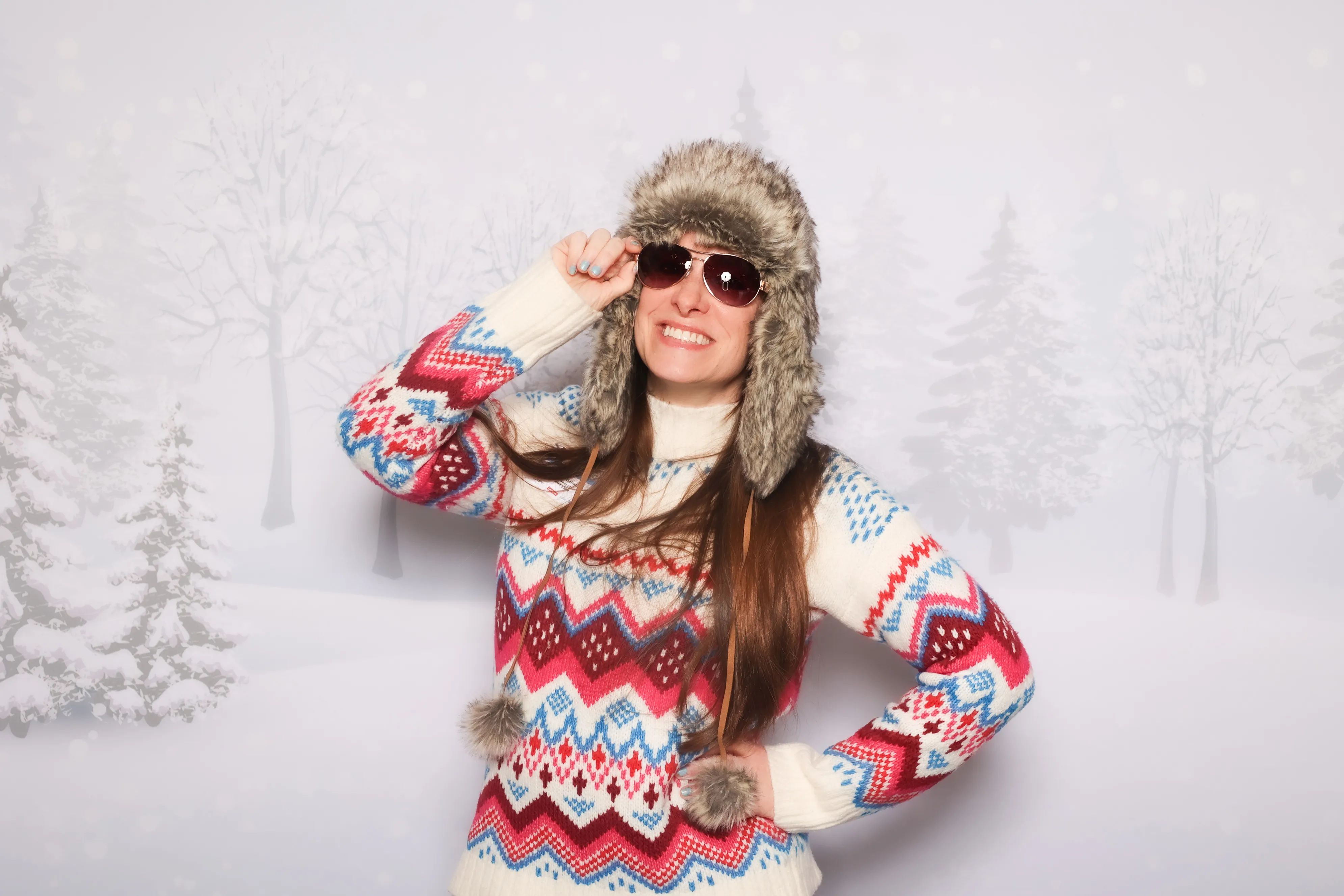 Students at school celebration photo booth