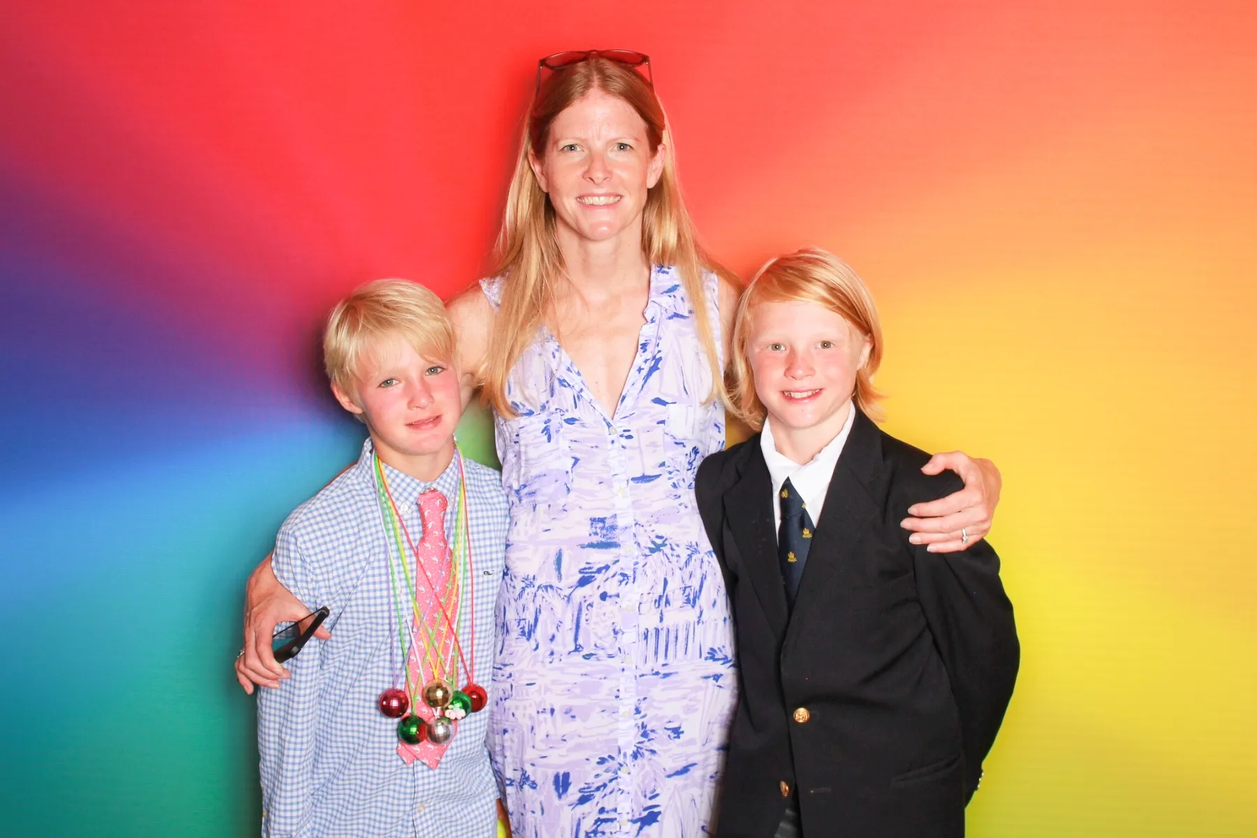 Vibrant rainbow spectrum backdrop at photo booth