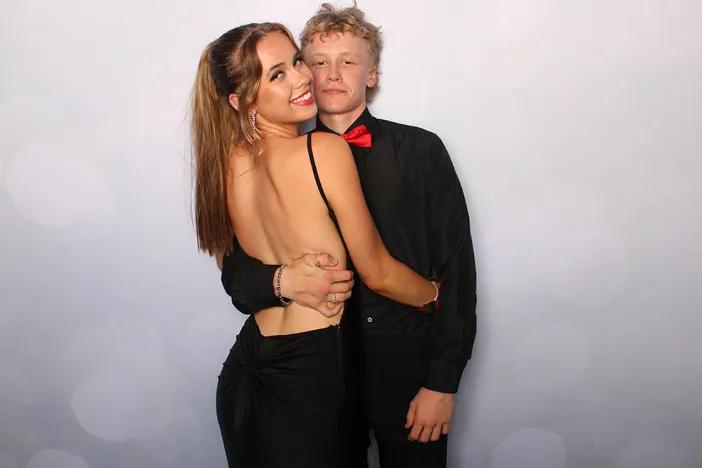Bridesmaids group shot in open air photo booth