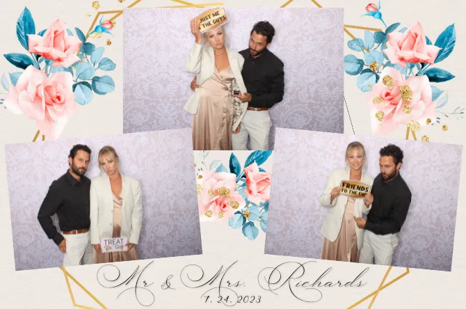 Horizontal 3 Slant photo booth print layout sample