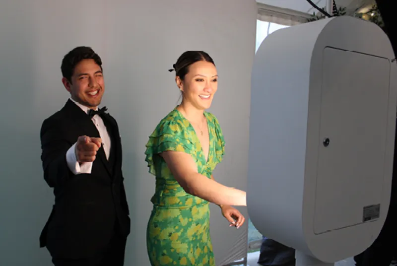 Close-up of LuxPod DSLR camera capturing high-resolution event photos