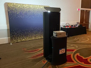 Mirror Booth and printer station set up at an elegant reception hall