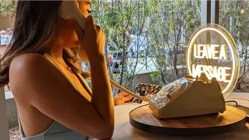 Retro telephone audio guestbook for recording voice messages at events