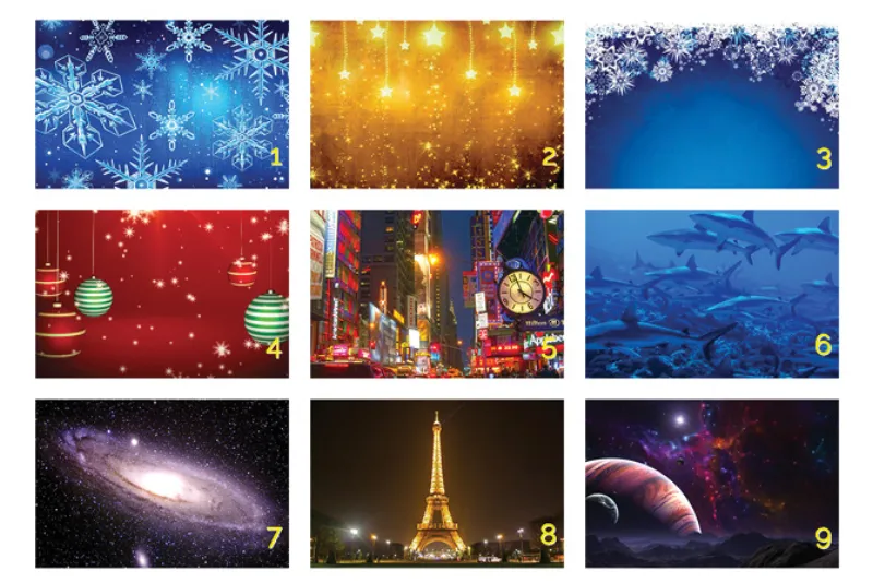 Selection of green screen stock background options for photo booth events