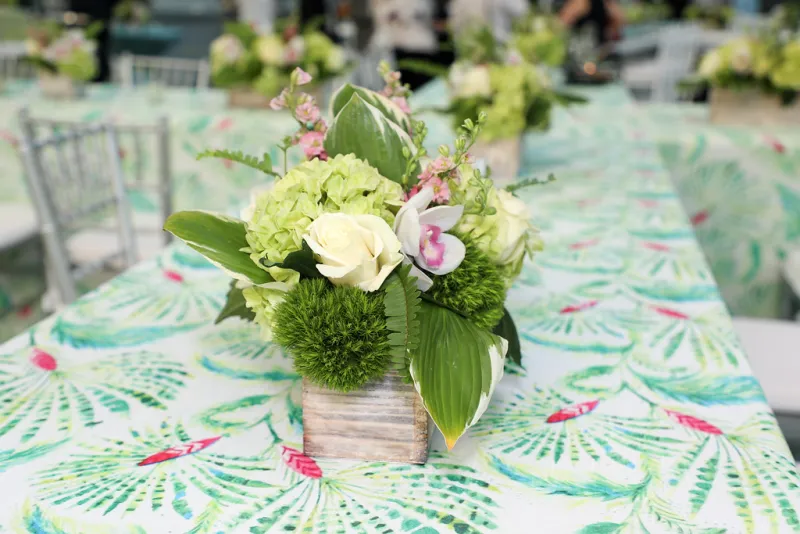 Professional roaming photographer at a holiday party